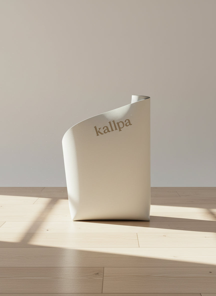 Kallpa Move Curved Yoga Mat in Oat Latte as seen in Harper's Bazaar
