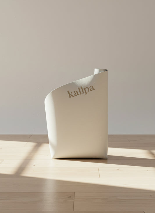 Kallpa Move Curved Yoga Mat in Oat Latte as seen in Harper's Bazaar